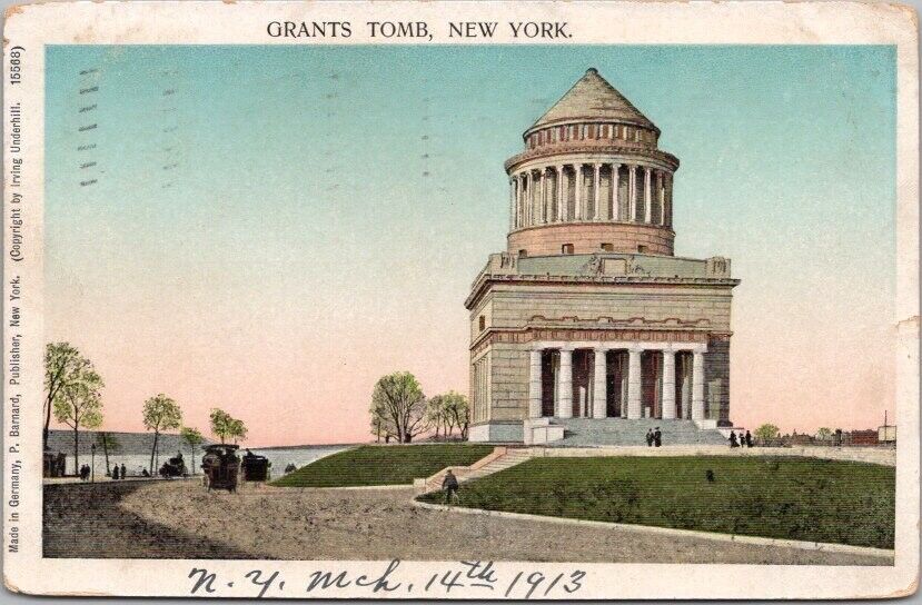 Vintage 1913 New York City COPPER WINDOWS Postcard GRANT\'S TOMB Riverside Drive