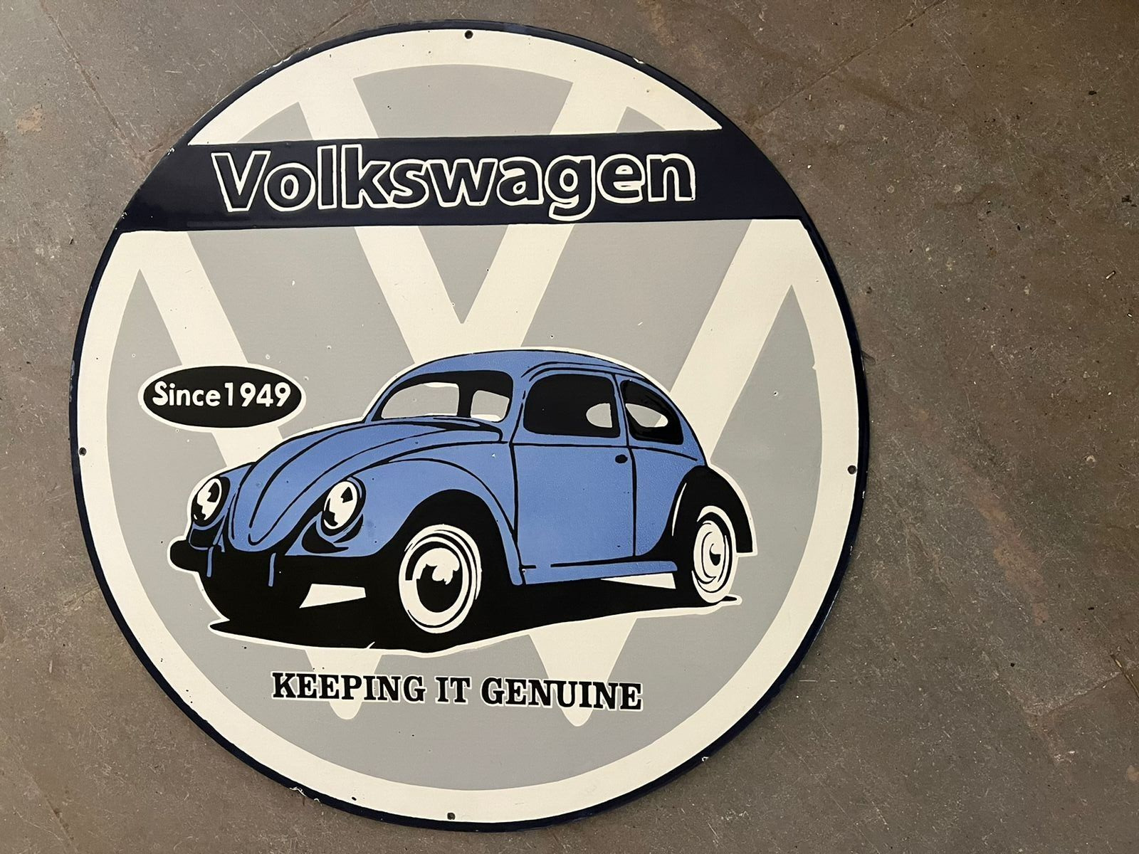 RARE PORCELAIN VOLKSWAGEN ENAMEL SIGN 36X36 INCHES DOUBLE SIDED