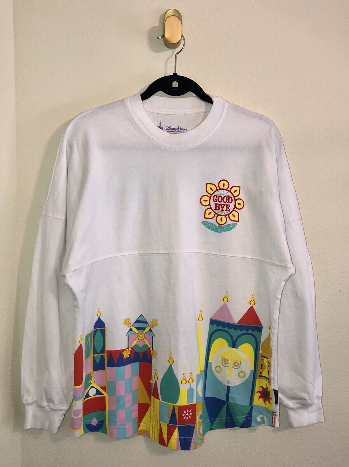 Disney Its A Small World Long Sleeve T Shirt Screen Print Adult S Small White