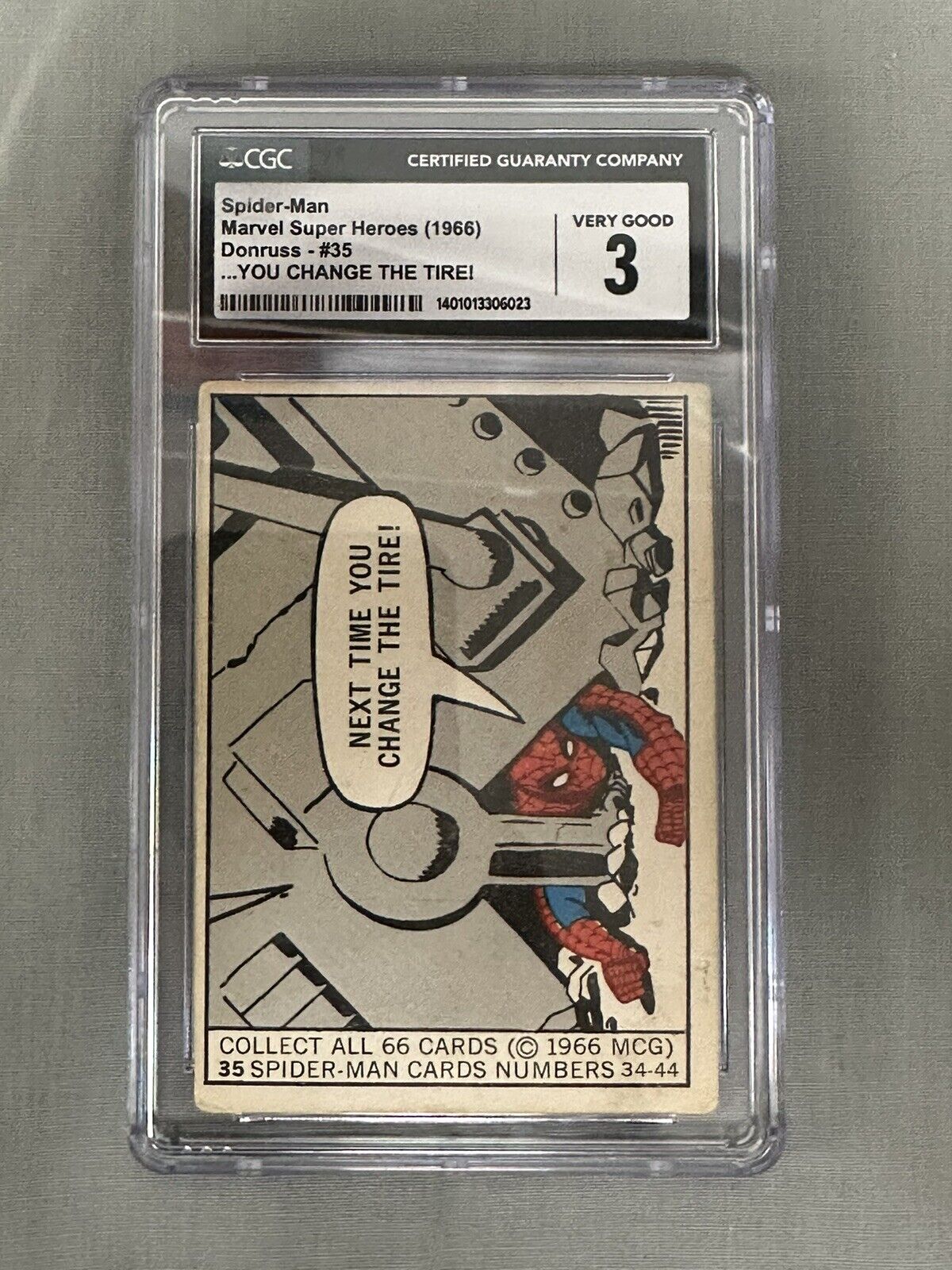 1966 Donruss Marvel Super Heroes #35 Spider-Man CGC VG “ You Change The Tire “