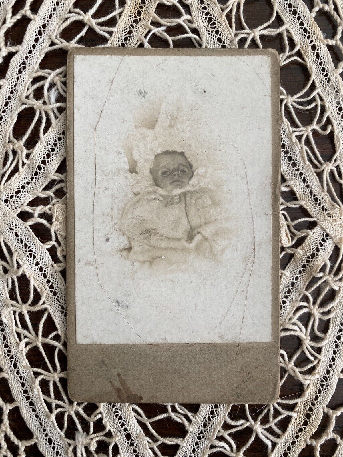 Antique CDV Photo Post Mortem Baby Infant Circa 1880’s Carte De Viste Photo