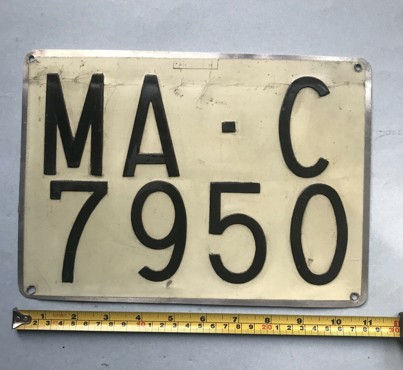 Vintage SPAIN Civilian 1970 Motorcycle License Plate tag (Malaga)