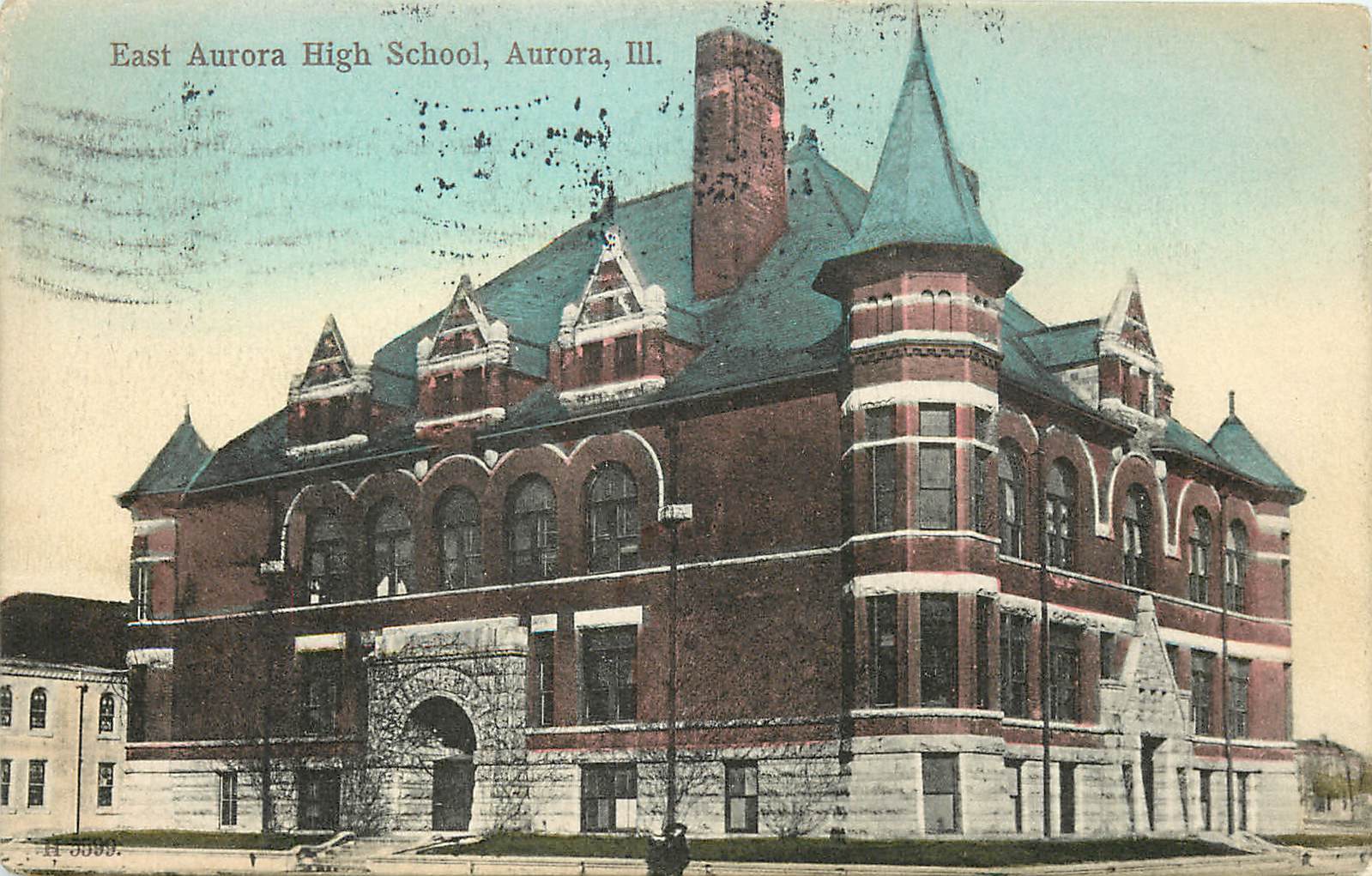 Postcard East Aurora High School Illinois IL pm 1907