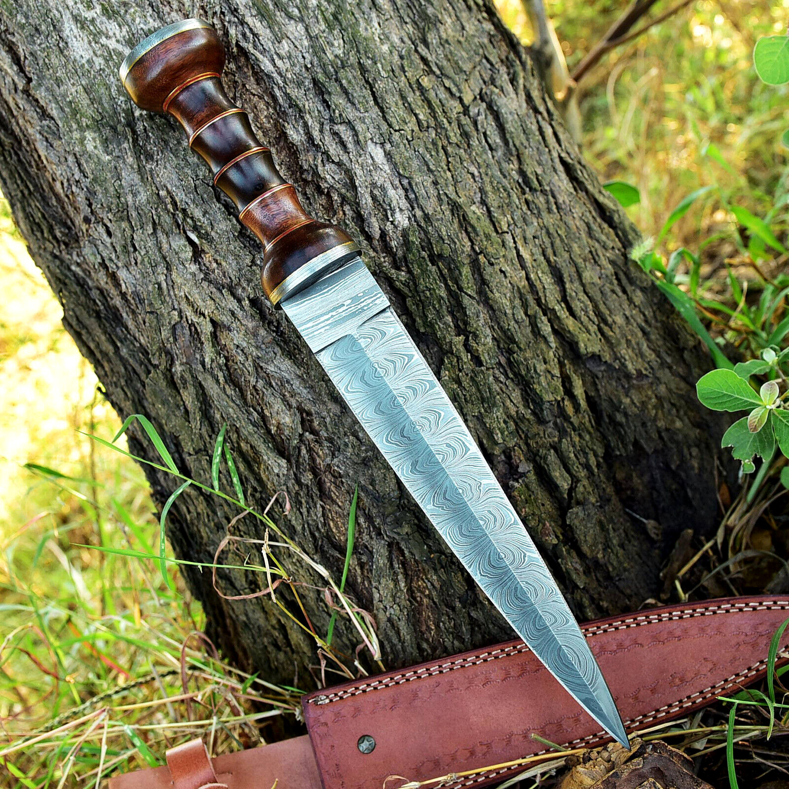 Custom Made Damascus Bowie Hunting Knife - Hand Forge Damascus Steel SS-12