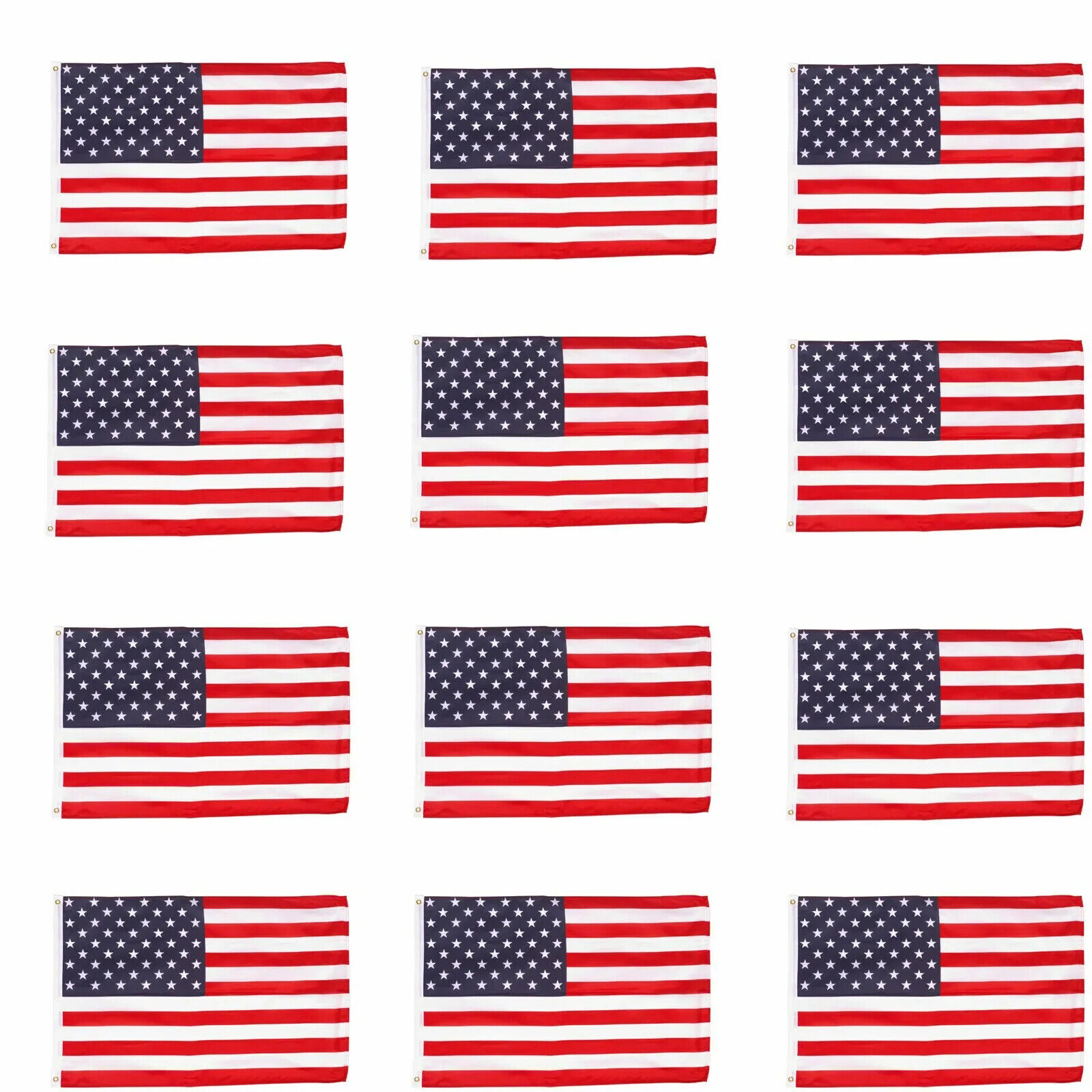 Wholesale lot 12 2\' x 3\' ft. USA US American Flag Stars Grommets United States
