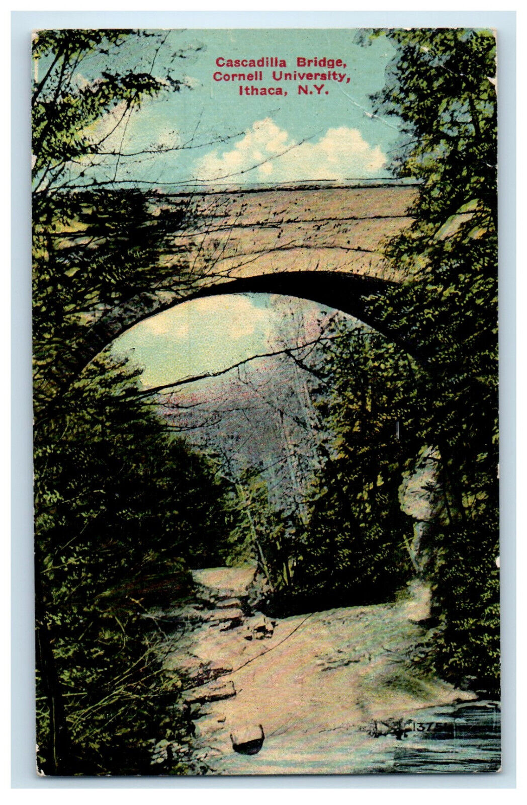 1911 Cascadilla Bridge, Cornell University Ithaca NY Ludlowville NY Postcard