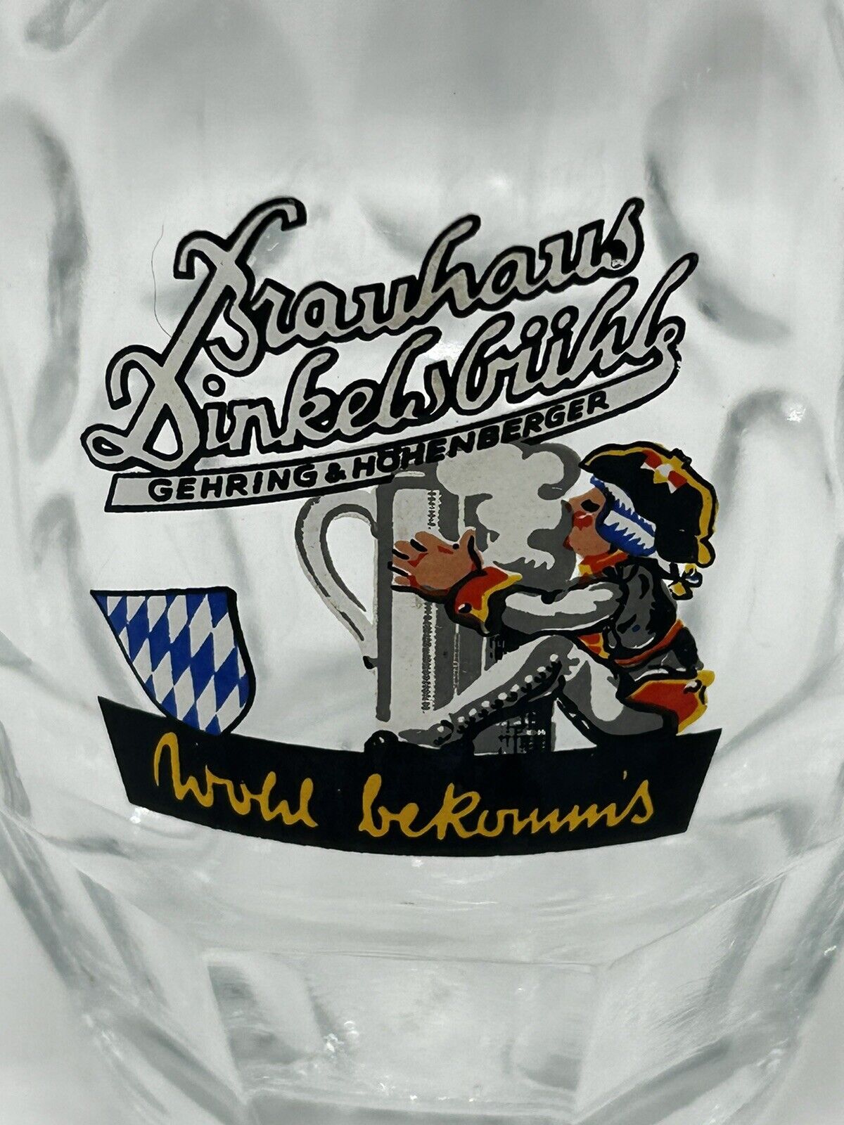 Vintage October Fest Dimpled Pint Beer Mug Brauhaus Dinkelsgiile Never Used