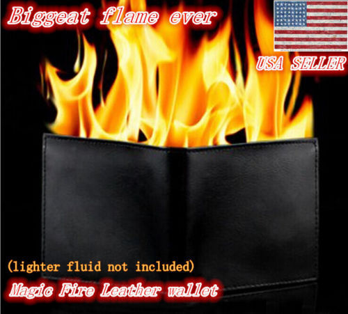 Magic Trick Fire Flaming Wallet Leather Street Show Close up Magic Pros-See Demo