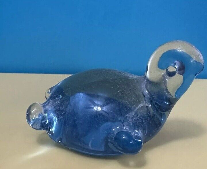 Vintage Blue Glass Turtle