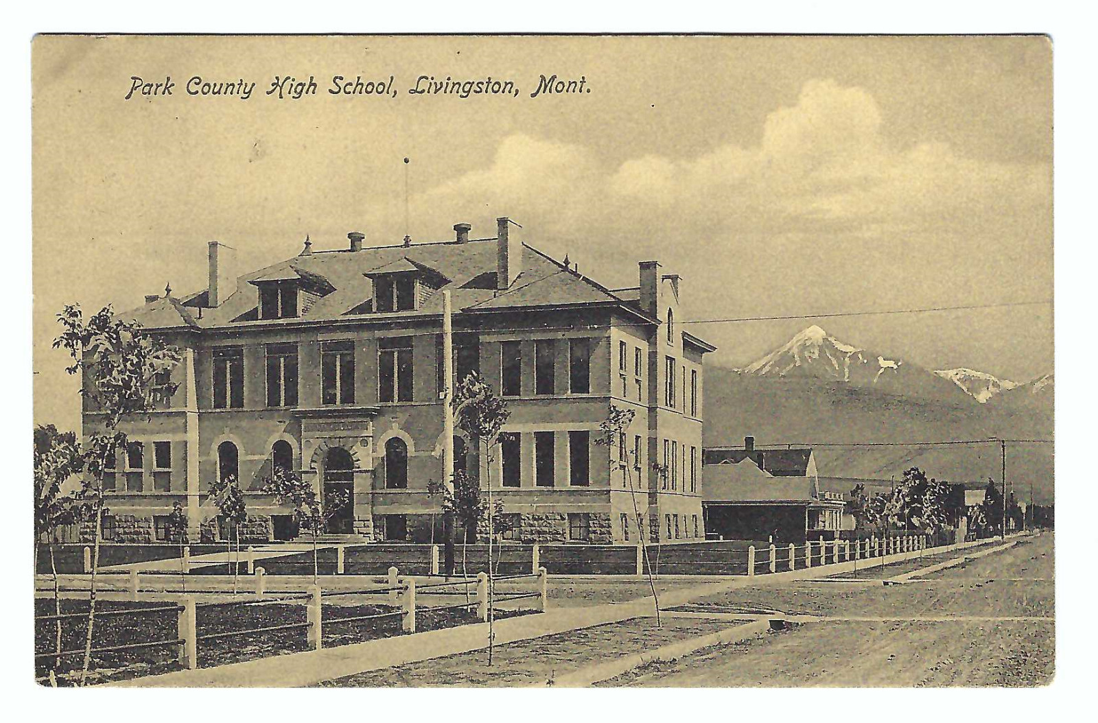 Livingston, Montana Park County High School Vintage Postcard