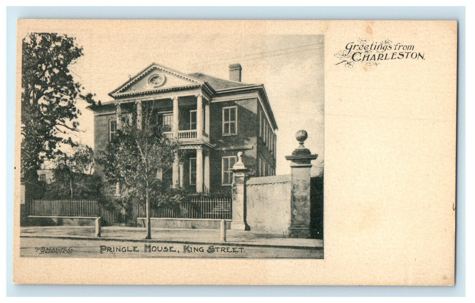 c1900s Pringle House, King St. Greetings from Charleston Unposted PMC Postcard