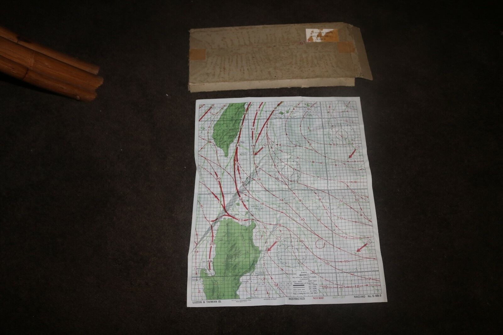 unissued US Navy S-8B 3 & 4 nylon silk survival sectional map chart WWII korea