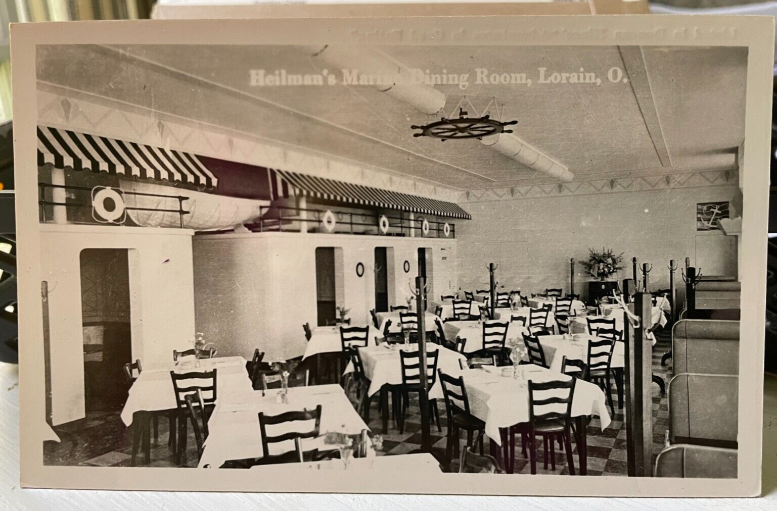 Vintage Postcard 1940\'s Heilman\'s Marine Dinng Room, Loraine, Ohio *REAL PHOTO* 