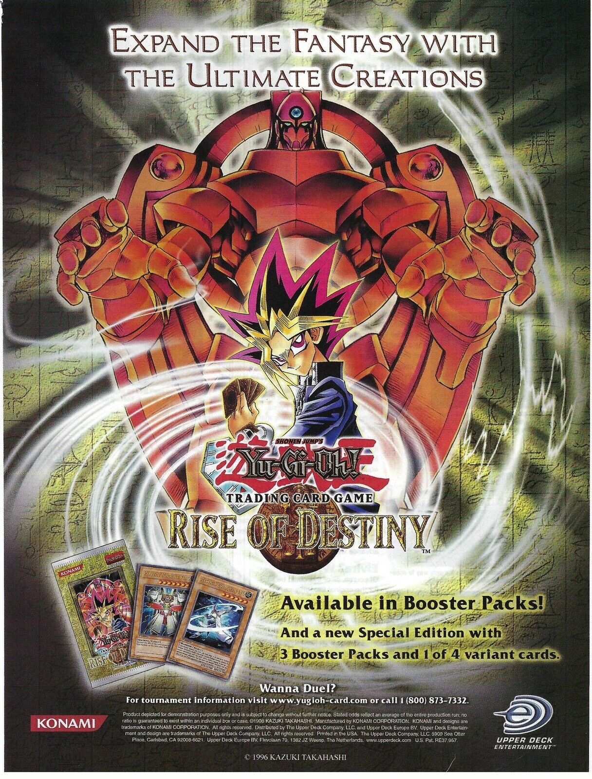 2004 Yu-Gi-Oh Rise Of Destiny Booster Pack Trading Cards Retro Print Ad/Poster