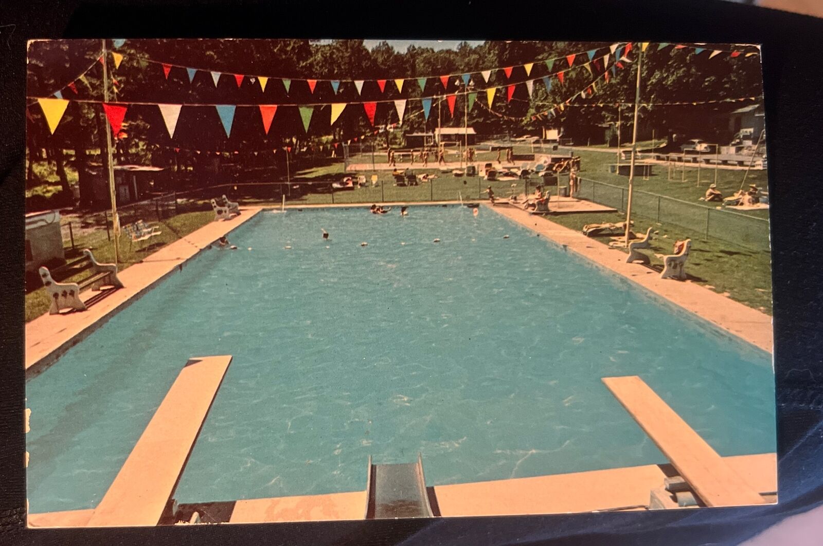 Penn Sylvan Health Society Nudist Colony Postcard c1960 Mohnton PA Pool VW bug