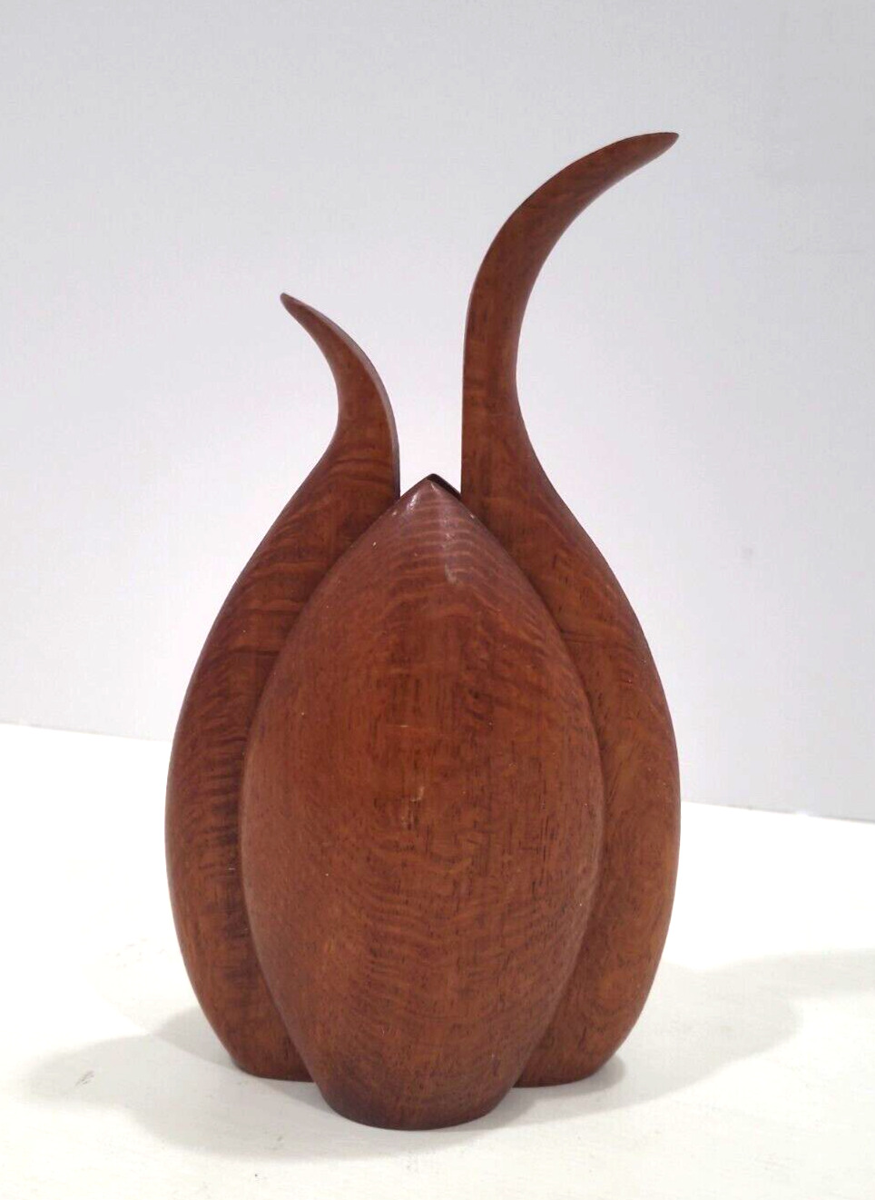 Mid Century Mode Vintage Wood Teardrop Vase Wood MCM Tulip Vase- 7.5 Inches Tall