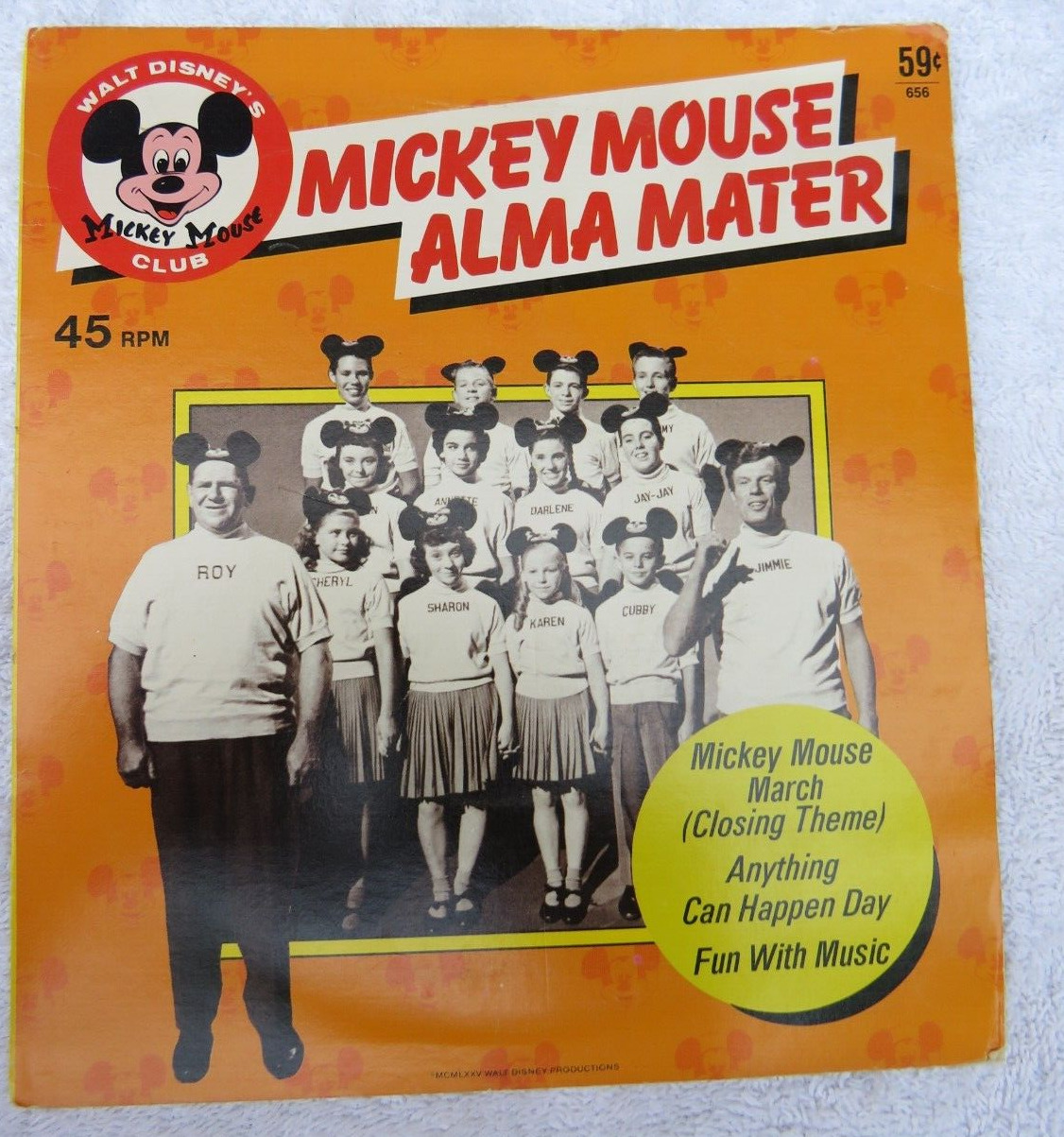 Mickey Mouse Alma Mater- Mouse Club Songs 45RPM Vinyl Walt Disney’s Club