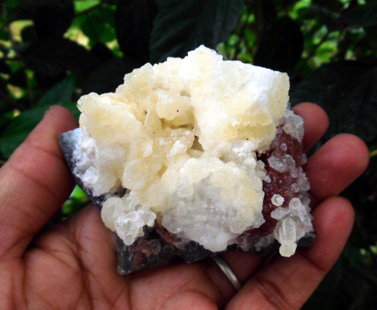 CALCITE On APOPHYLLITE & Red STILBITE Minerals A-4.24