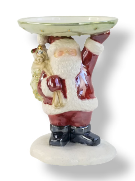 Vintage Avon Santa Candle Holder Christmas Ornament Holiday Porcelain 5\