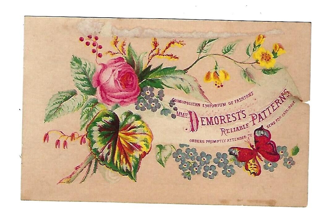 c1890 Victorian Trade Card Demorests Reliable Patterns, Cosmopolitan Emporium