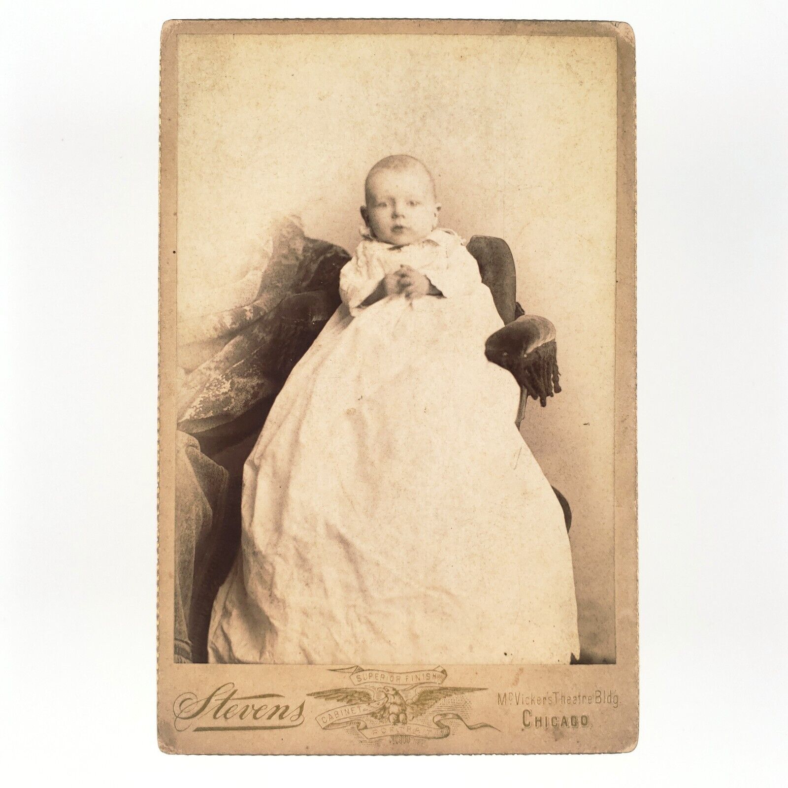 Hidden Mother Baby Cabinet Card c1895 Chicago Stevens Child Chair Photo A3890