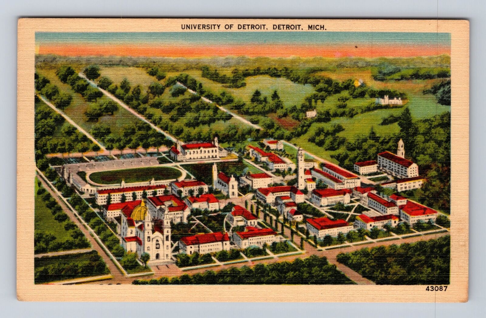 Detroit MI-Michigan, University of Detroit, Antique Vintage Souvenir Postcard