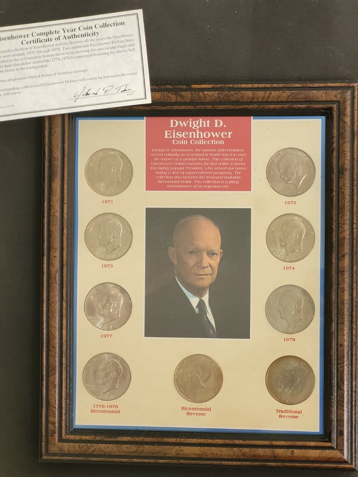WALL PLAQUE 1971 - 1978 Complete Year coin of Eisenhower Dollars