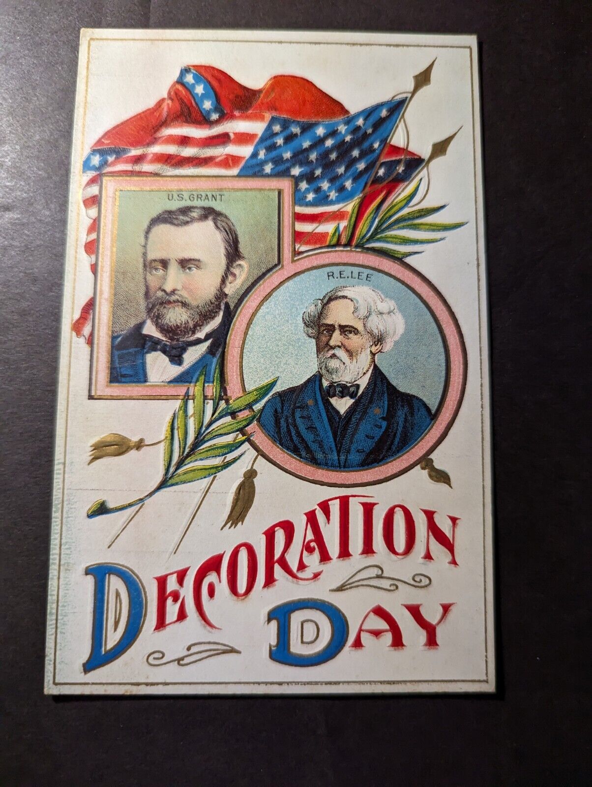 Mint USA Holiday Postcard Memorial Decoration Day US Grant RE Lee