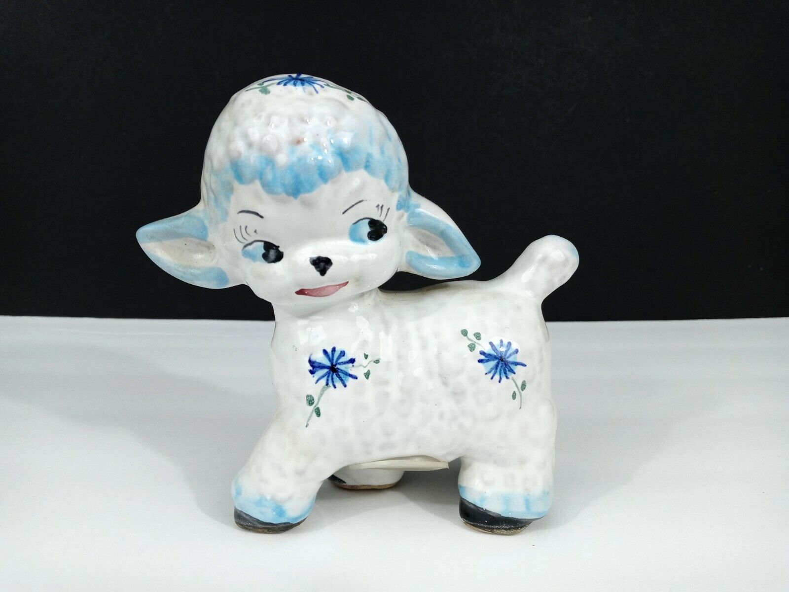 Italian Lamb With Flowers Coin Bank Ceramic Hand-Painted 
