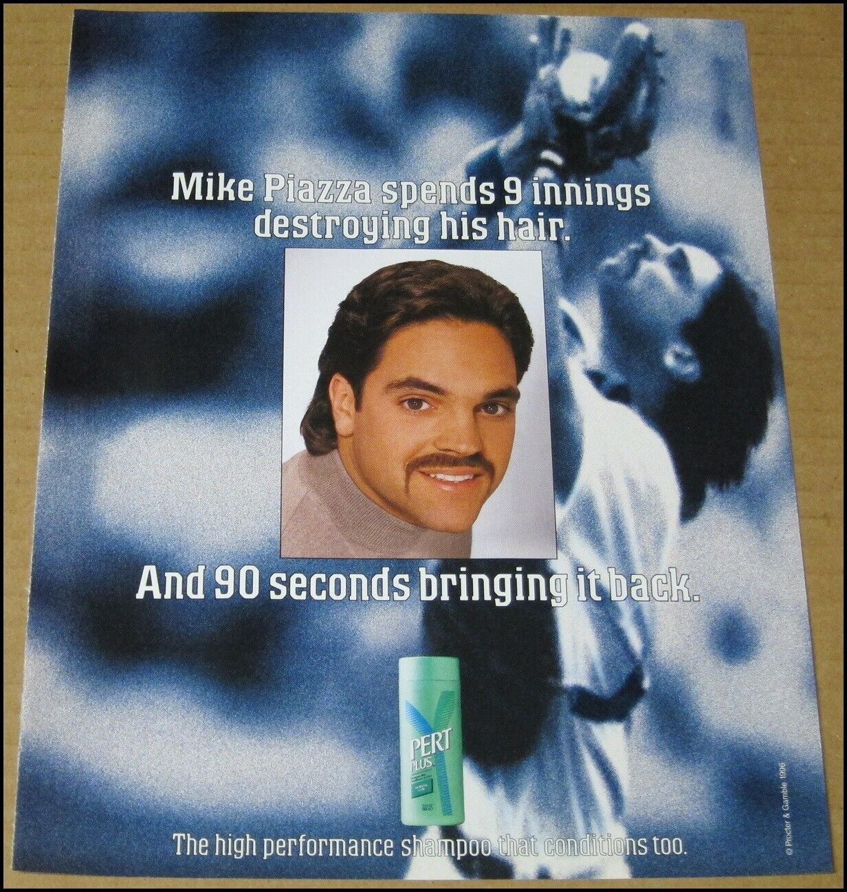 1997 Mike Piazza Pert Plus Shampoo Print Ad Advertisement Los Angeles Dodgers