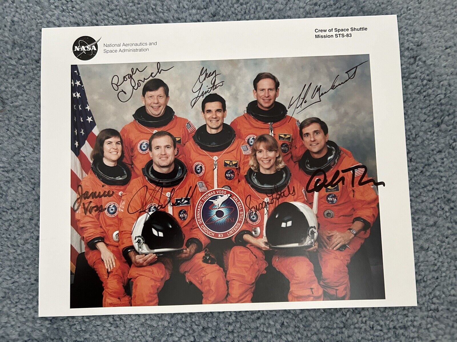 Official NASA STS-83 94 Space Shuttle Columbia Complete Crew Autographed