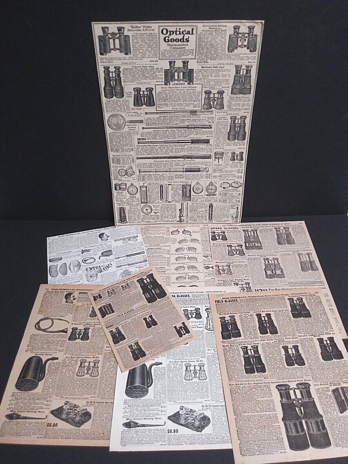 Opera Field & Marine Glasses Vintage Cut Paper Advertising Ephemera Lot (18 pcs)