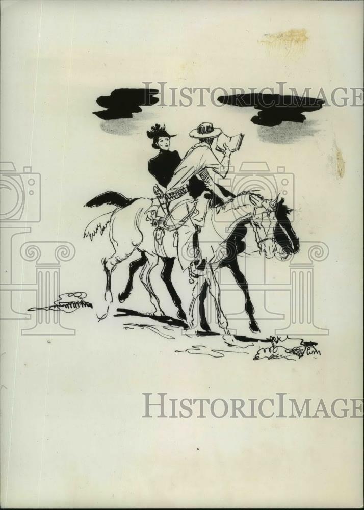 1945 Press Photo Cowboy Illustration - nef40822