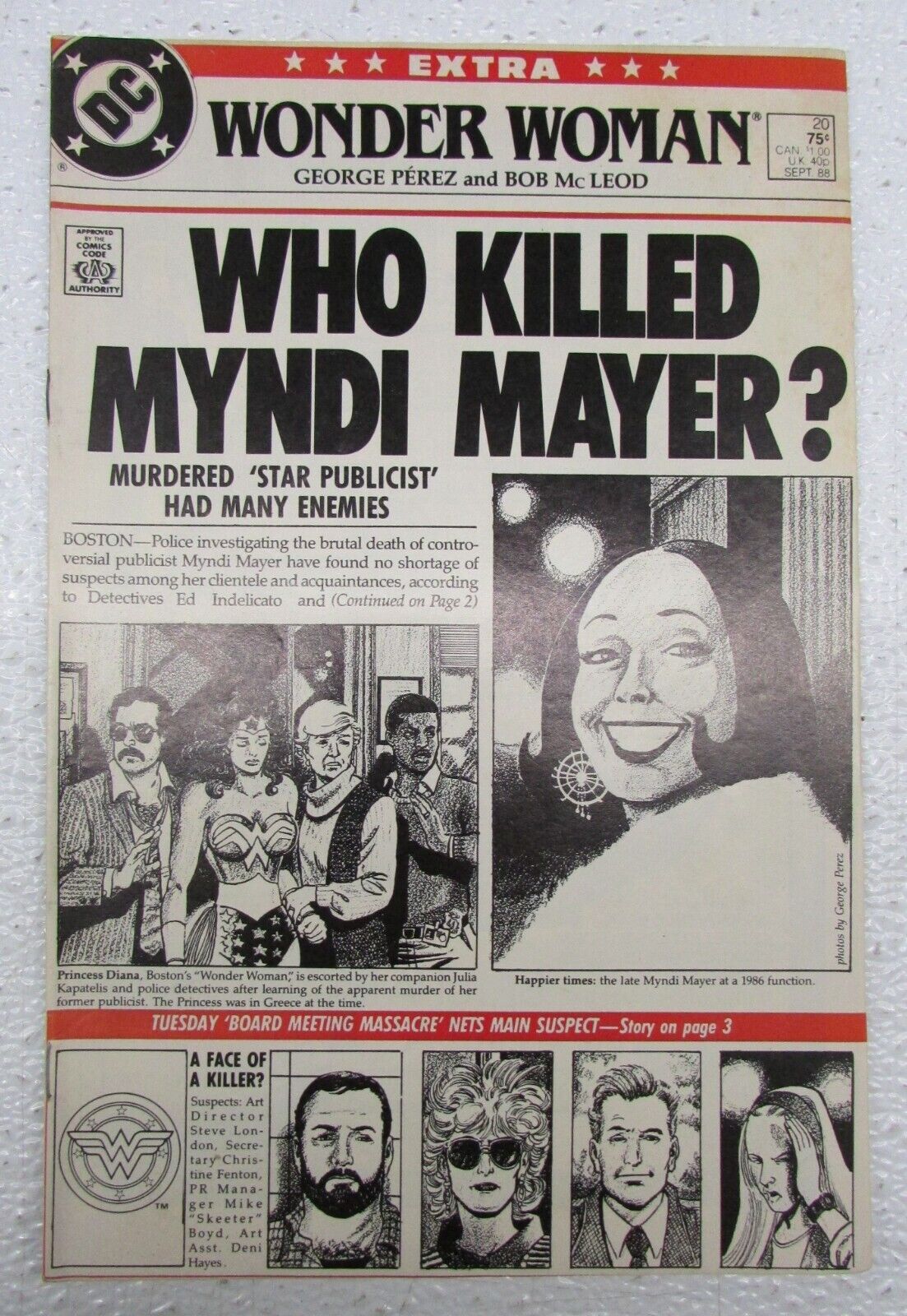 DC COMIC BOOK WONDER WOMAN WHO KILLED MYNDI MAYER? #20 SEPT 1988