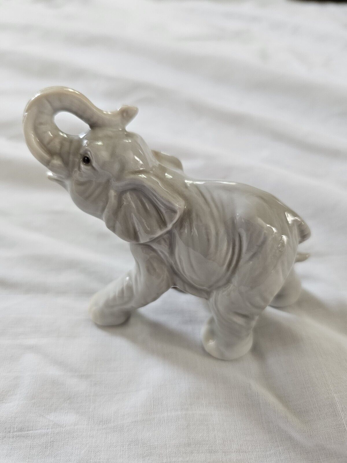 Vintage George Good Miniature Porcelain Trunk Up Elephant Figurine