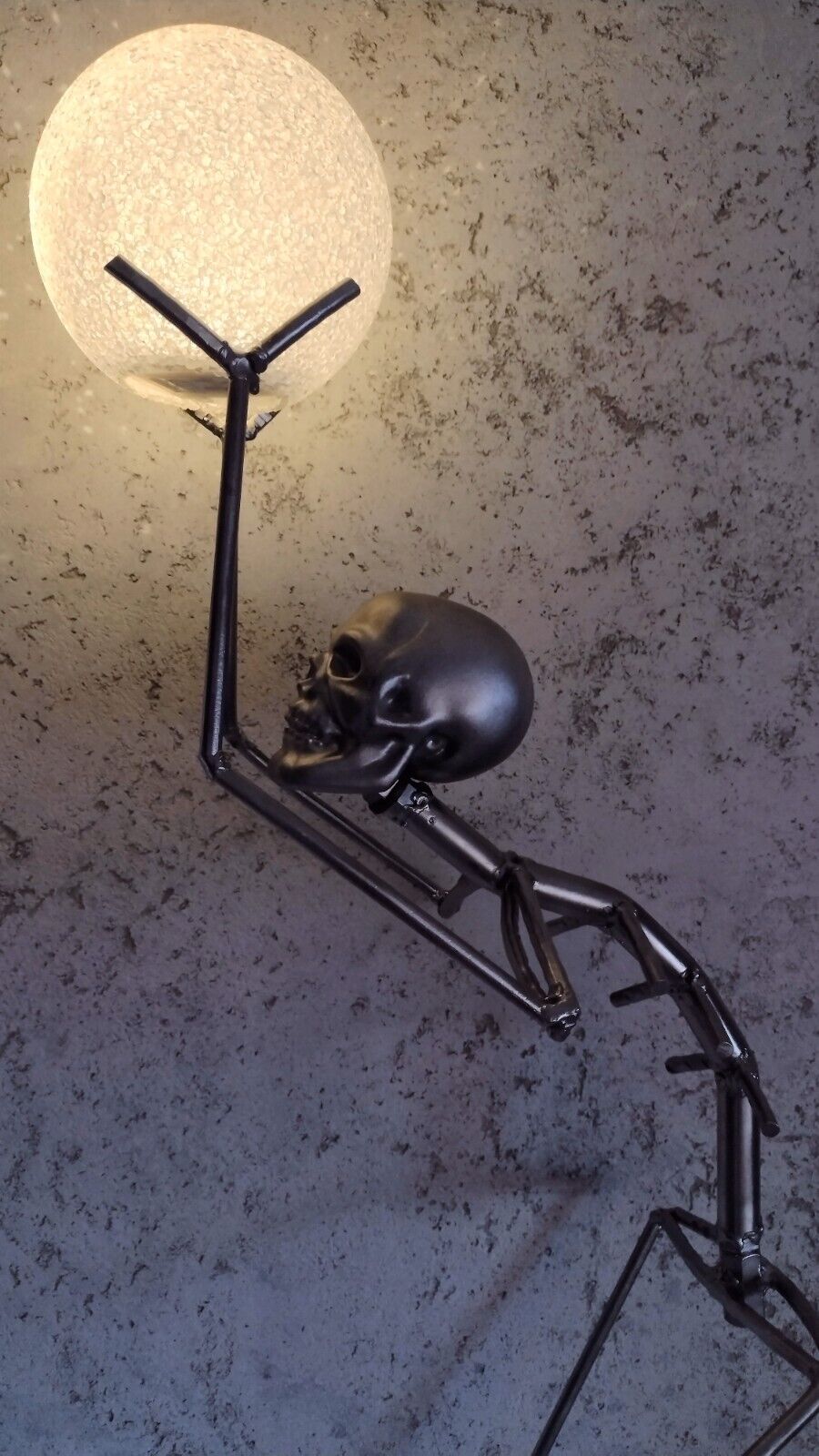 Skeleton, glowing ball, LED lamp, light, floor lamp, 35 inch, metal.
