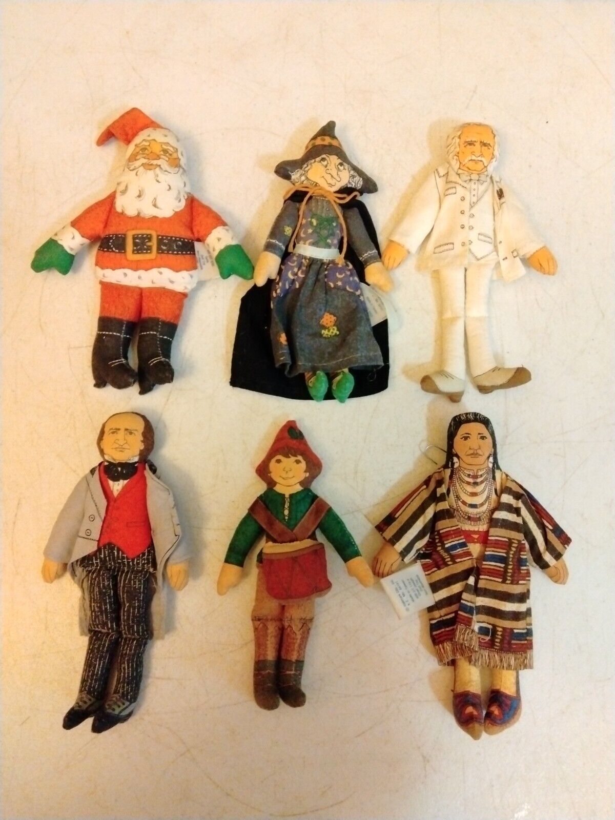 6 Vintage Hallmark Famous Americans Collectible Cloth Dolls 1970s