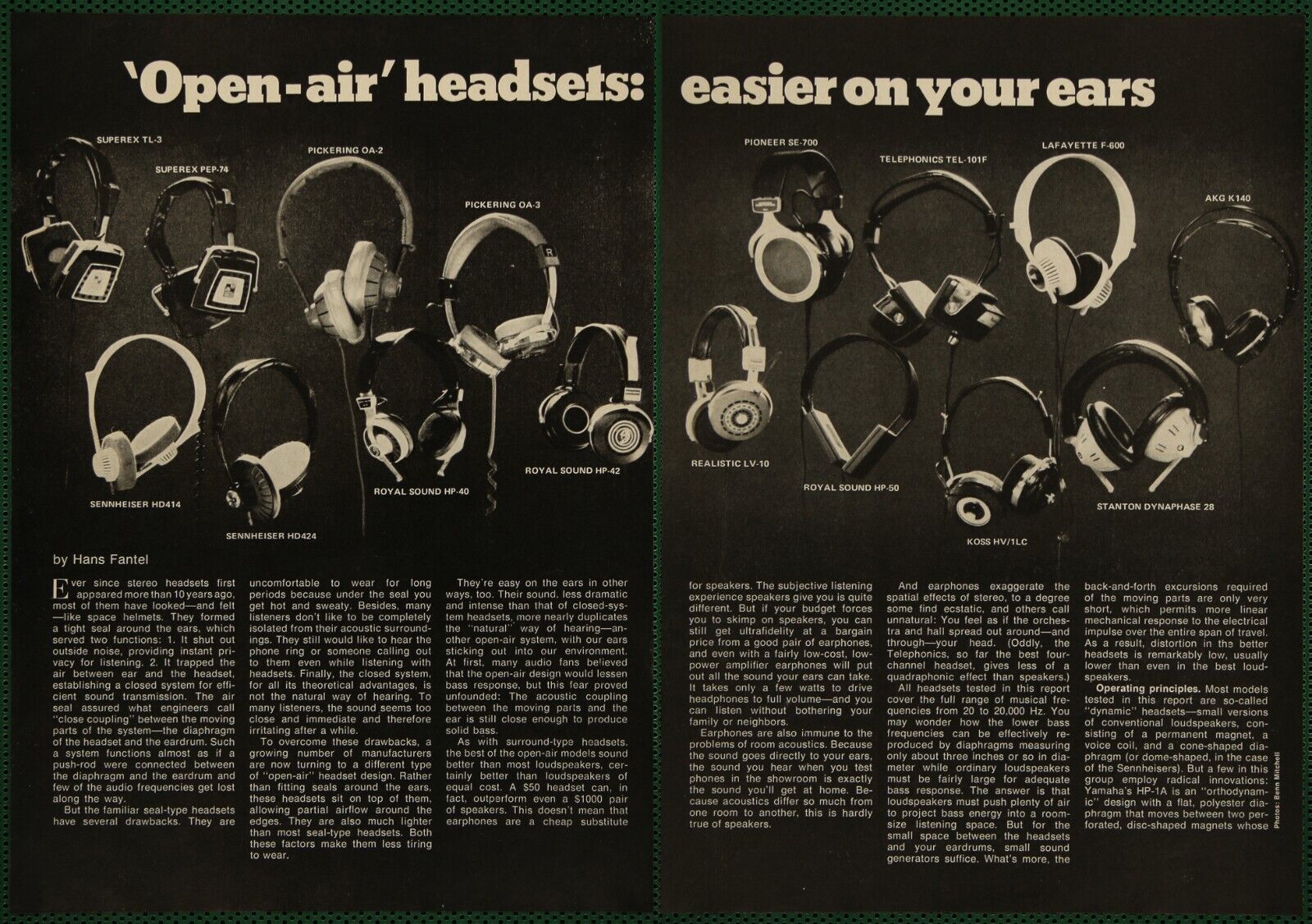 Stereo Headphones Superex Pickering Pioneer Koss Vintage Pictorial Article 1975
