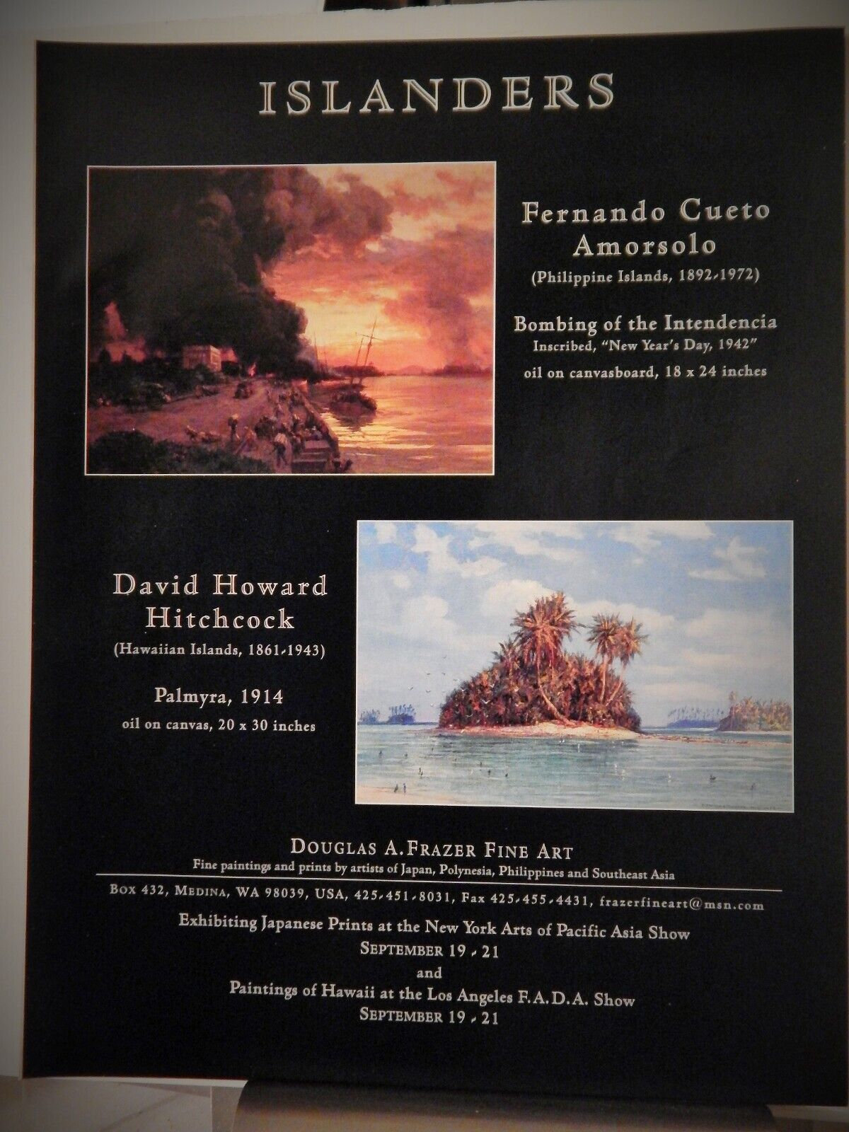 FERNANDO CUETO AMORSOLO / D HITCHCOCK   ART PIECES ORIG VTG 1997 ADVERTISEMENT,