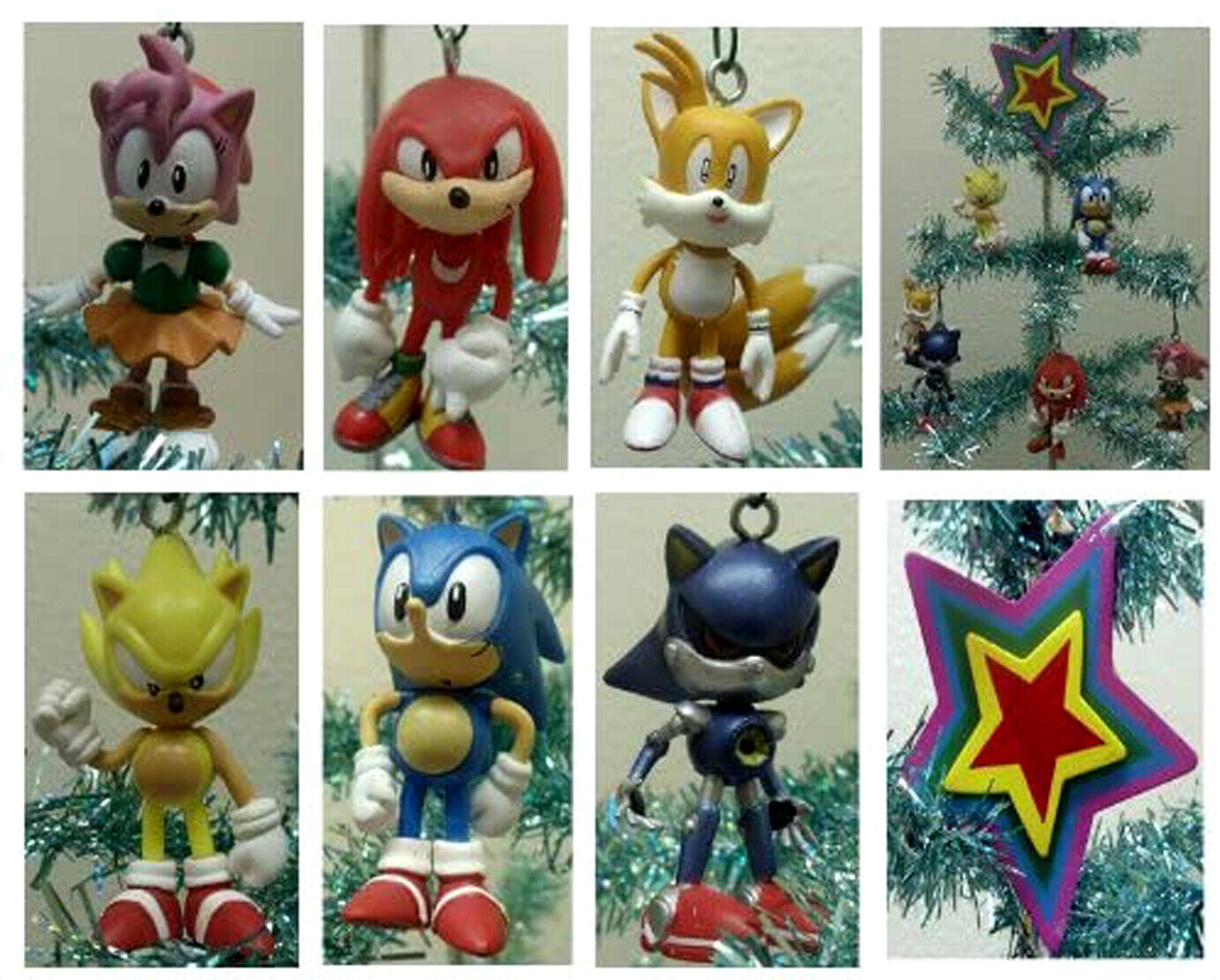 Sonic Christmas Ornament 7 Piece Set Featuring Tails, Knuckles, Sonic  BRAND NEW