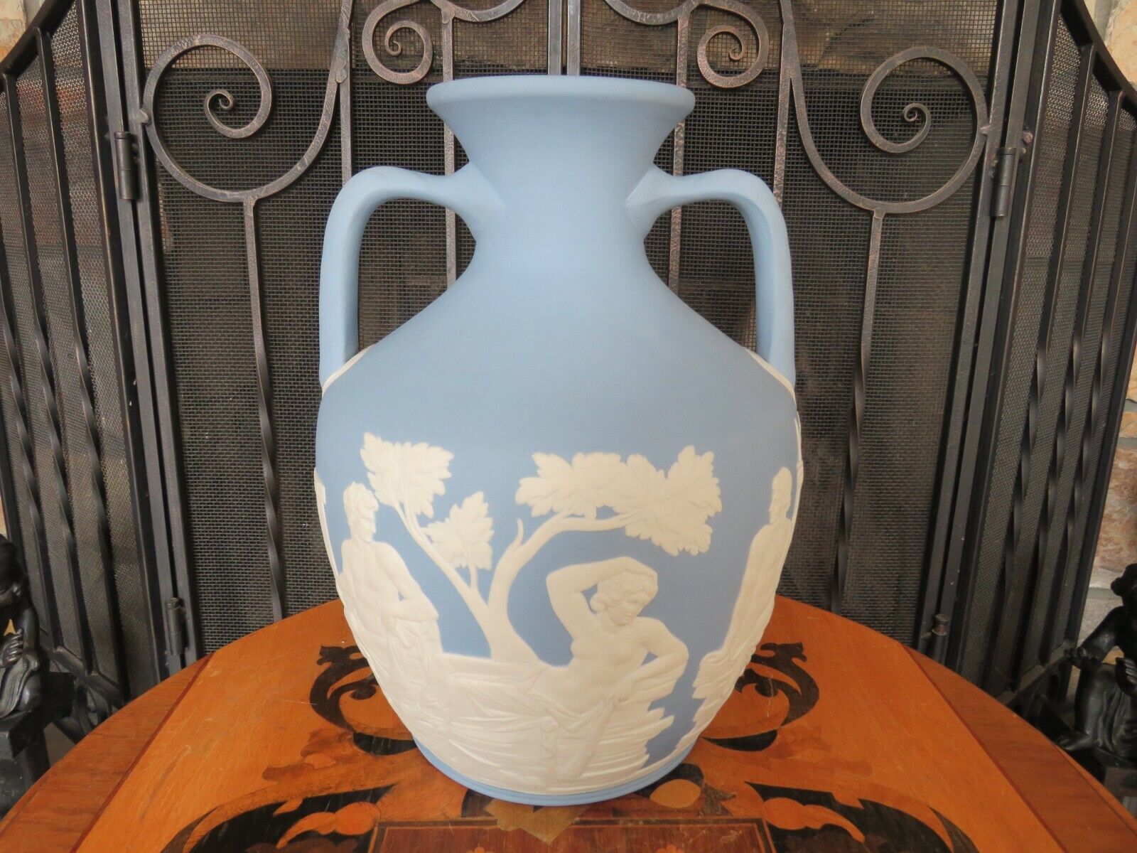 Modern Wedgwood Blue Jasperware Full-Size Portland Vase Phrygian Cap K Dodd 2009