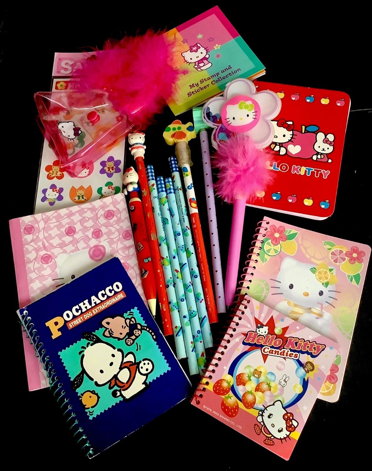 Vintage Sanrio Lot of Hello Kitty Pencils Notepads Stickers