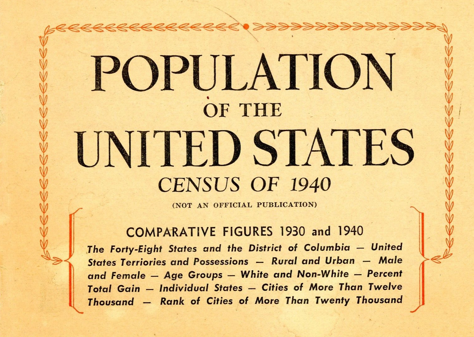 Population of the United States Census 1940 Pamphlet Vintage Ads