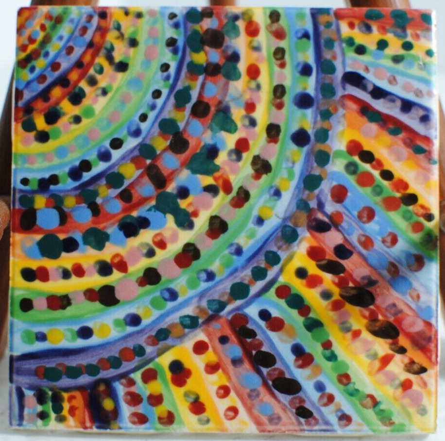 Artistic Modern Art Tile Multi Color Signed by Artist Danika 17
