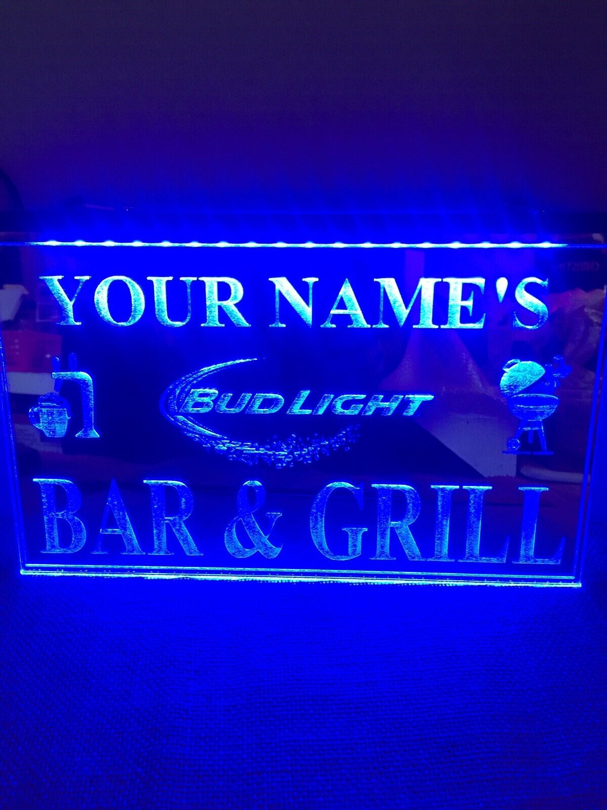 Bar And Grill Beer PERSONALIZED Custom MIRRORED Led Neon Light Sign man cave 