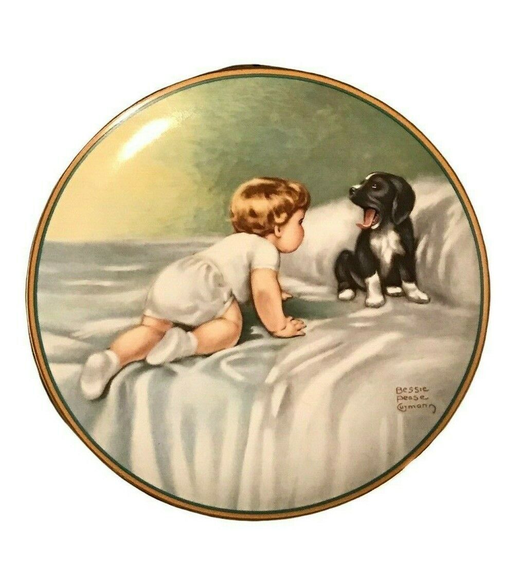 Bessie Pease Gutman Decorative Plate Who\'s Sleepy Vintage 1985 Child Puppy 8\