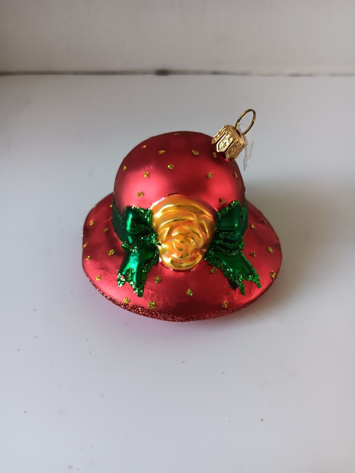 Vintage Blown Glass Red Fashion Hat Christmas Ornament Decor