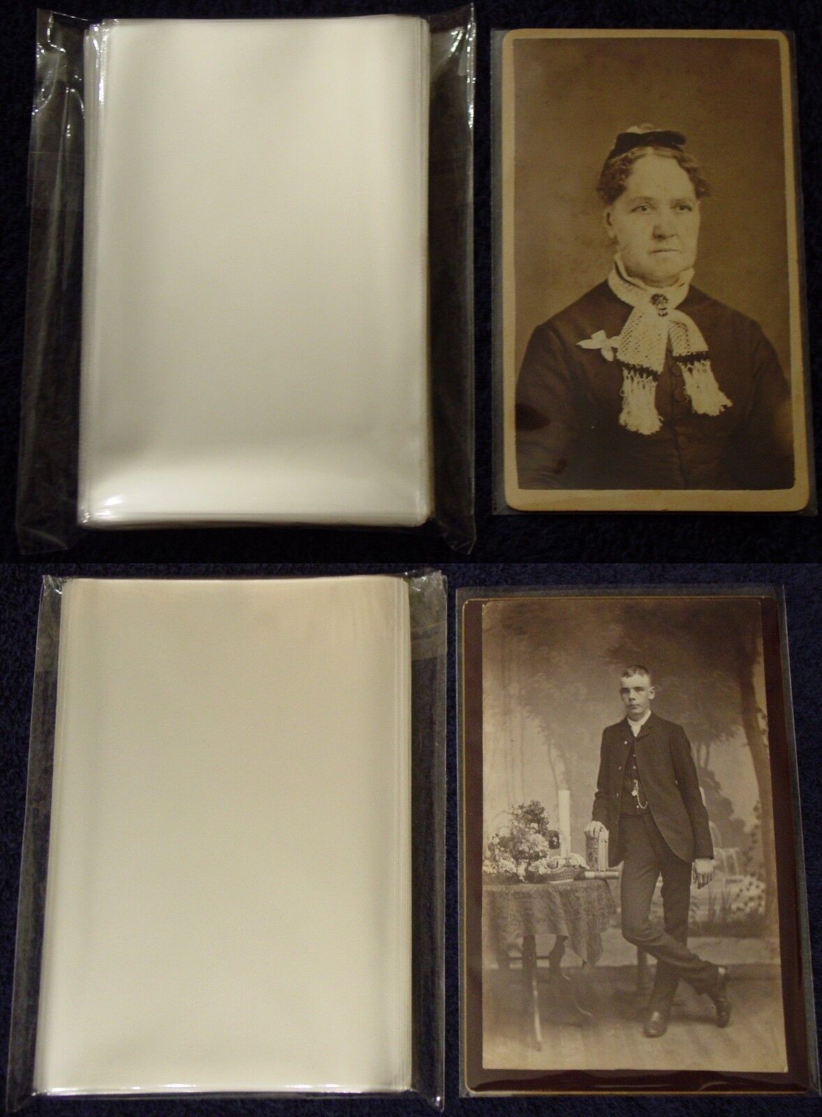 100 CDV+100 CABINET CARD Photo SLEEVE Pack/Lot ARCHIVAL SAFE Quality 1.5mil Poly