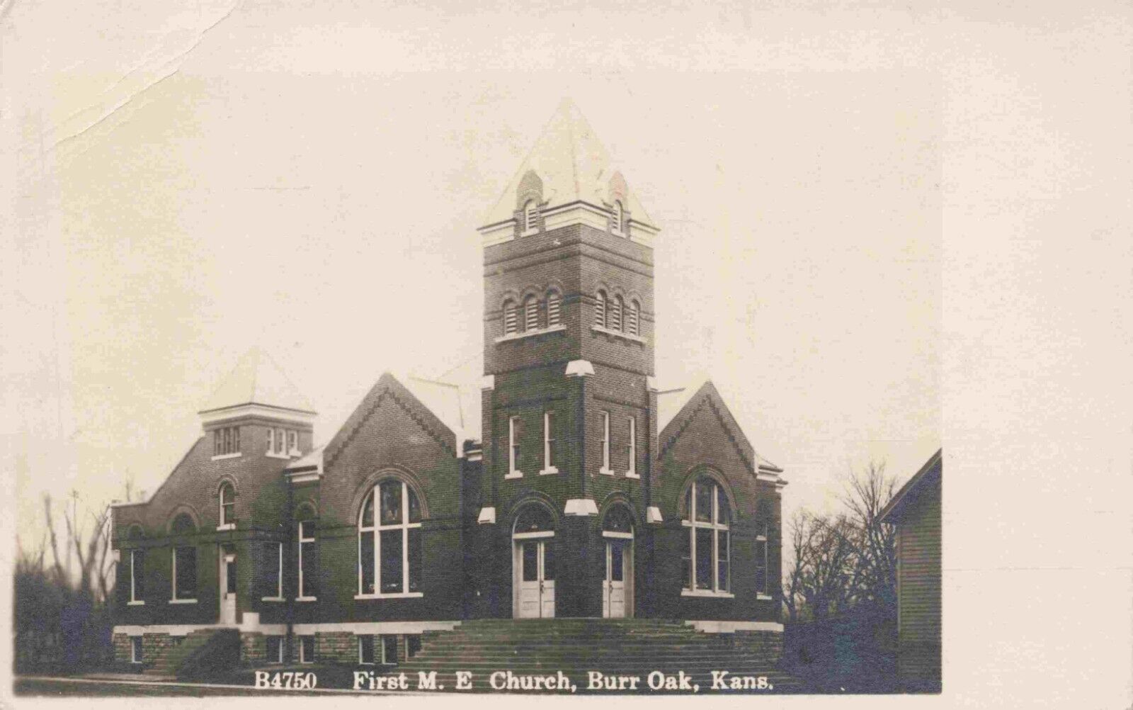RPPC Burr Oak Jewell County Kansas First Methodist ME Church KS Photo Postcard