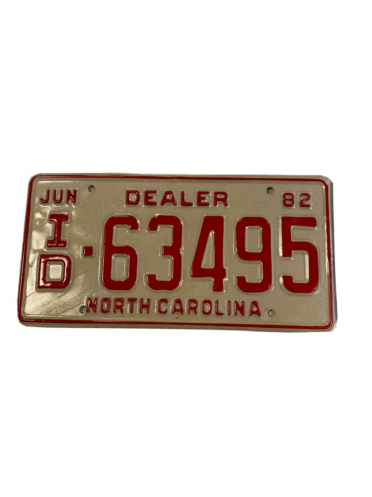 Vintage 1982 north carolina dealer tag license plate 63495